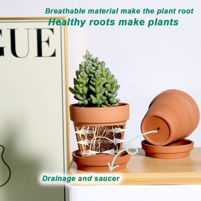 vensovo 3 inch Terracotta Clay Pots for Plants with Saucer - 12 Pack Small Terra Cotta Planter Great for Garden Windowsill Indoor & Outdoor Wedding Favors Gifts - Image 3